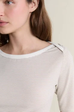 Hot ETAM Camiseta de cuello redondo a rayas CHOCOLATE