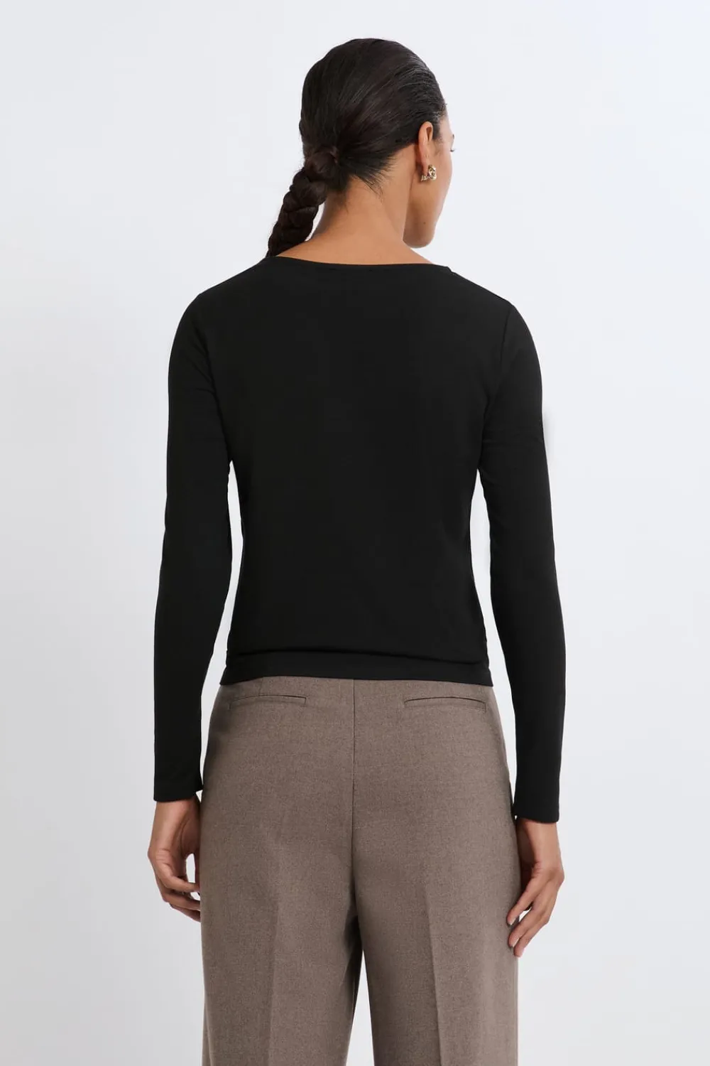 ETAM Camiseta de cuello redondo y manga larga NEGRO