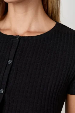 Online ETAM Camiseta de manga corta con botones NEGRO