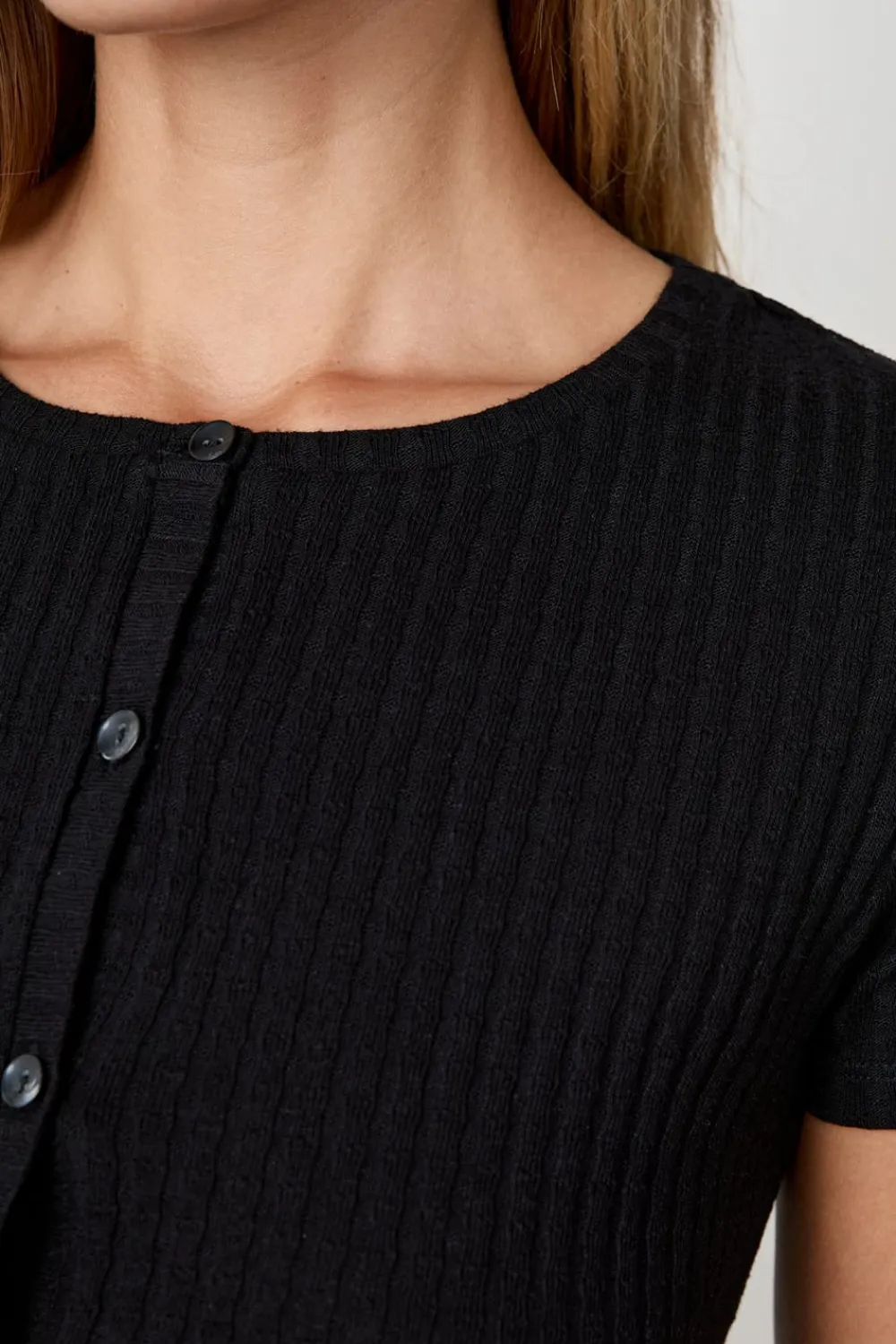 Online ETAM Camiseta de manga corta con botones NEGRO