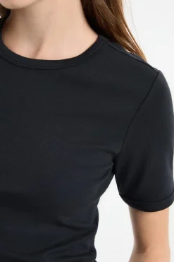 Outlet ETAM Camiseta de manga corta con algodón NEGRO