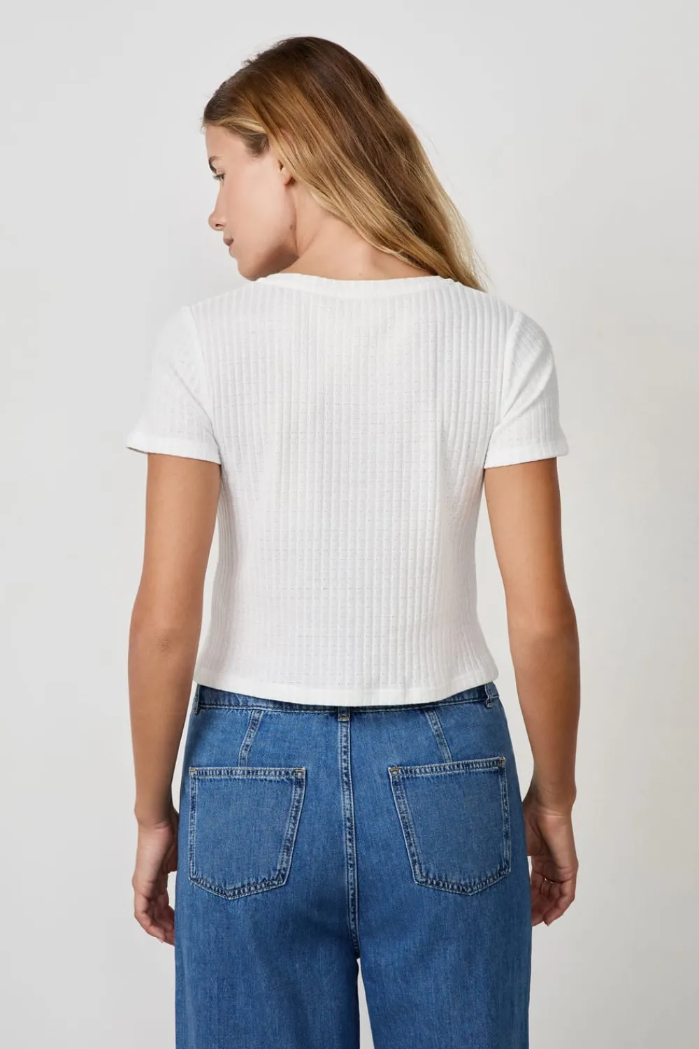 Discount ETAM Camiseta de manga corta con botones BLANCO