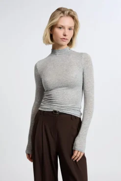 Clearance ETAM Camiseta de manga larga con cuello alto y lana GRIS
