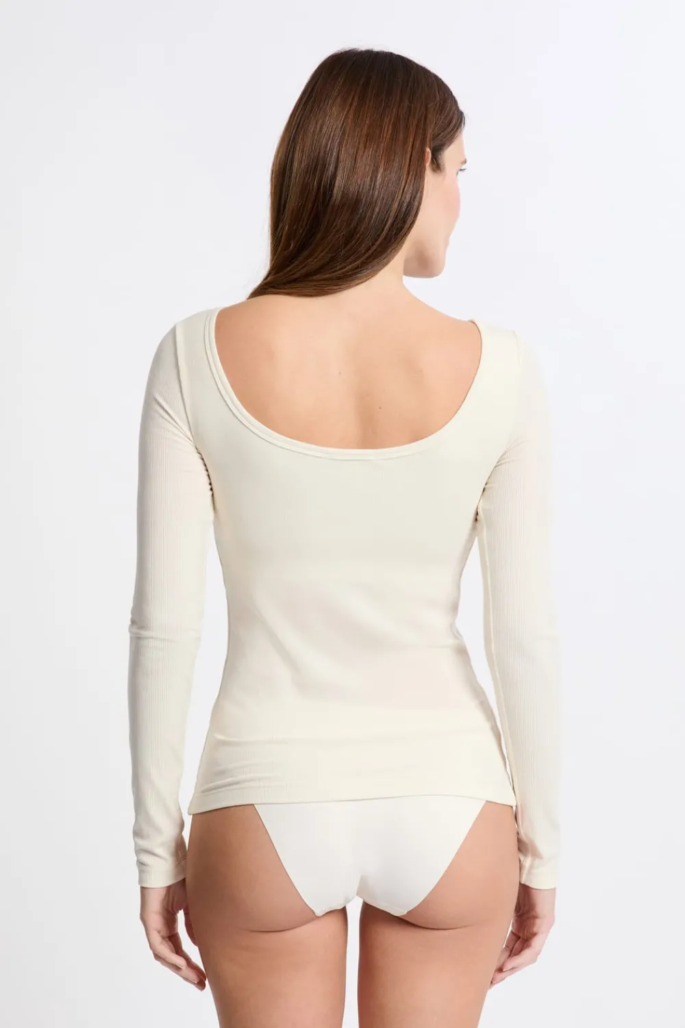 Clearance ETAM Camiseta de manga larga con cuello bailarina y sujetador integrado CRUDO