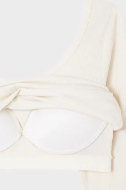 Clearance ETAM Camiseta de manga larga con cuello bailarina y sujetador integrado CRUDO