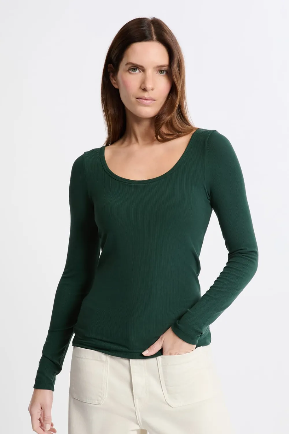 Clearance ETAM Camiseta de manga larga con cuello bailarina y sujetador integrado ESMERALDA