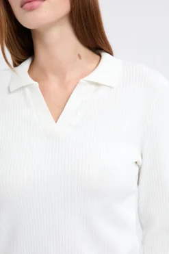 ETAM Camiseta de manga larga con cuello en V BLANCO