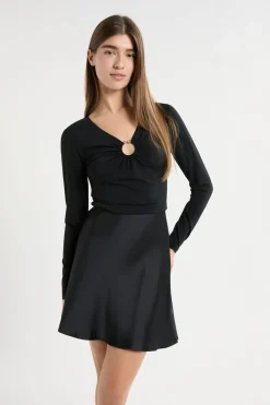 Clearance ETAM Camiseta de manga larga con anilla NEGRO