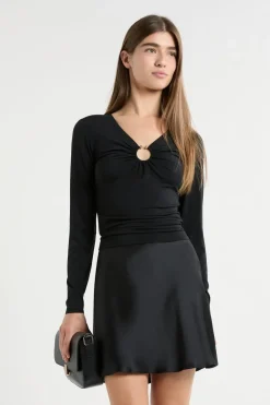 Clearance ETAM Camiseta de manga larga con anilla NEGRO
