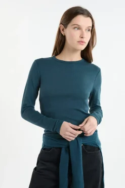 Outlet ETAM Camiseta de manga larga de algodón VERDE PATO