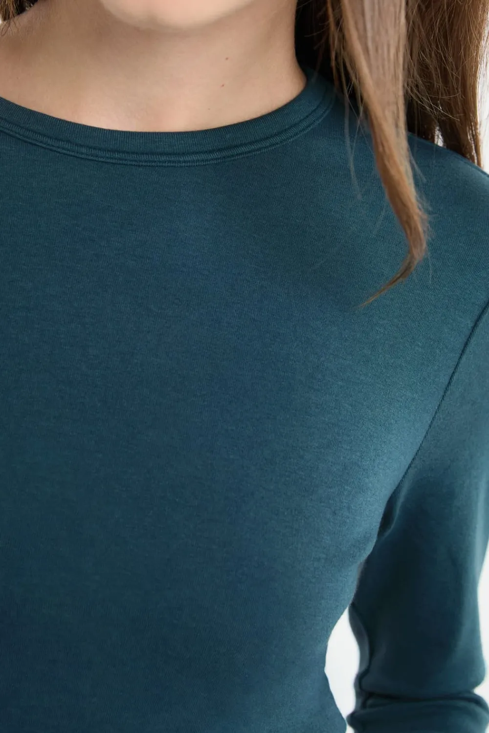 Outlet ETAM Camiseta de manga larga de algodón VERDE PATO