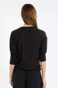Outlet ETAM Camiseta de manga larga de pijama de modal NEGRO