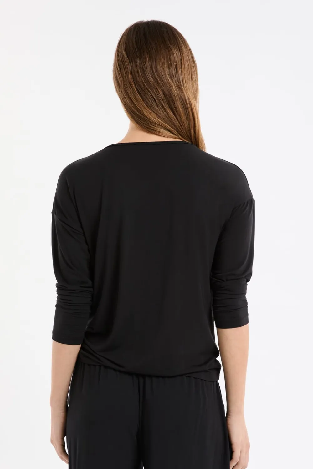 Outlet ETAM Camiseta de manga larga de pijama de modal NEGRO