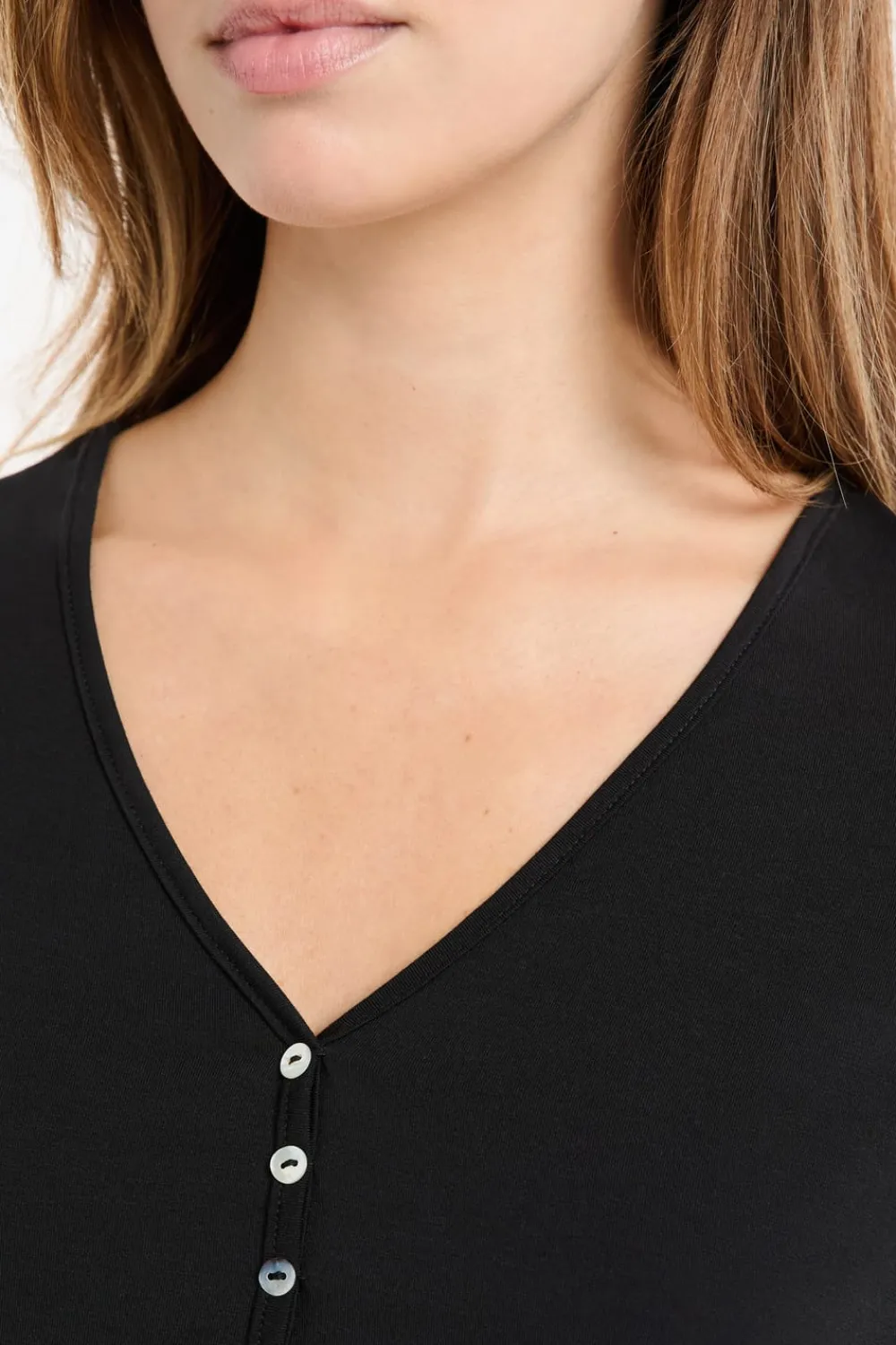 Outlet ETAM Camiseta de manga larga de pijama de modal NEGRO
