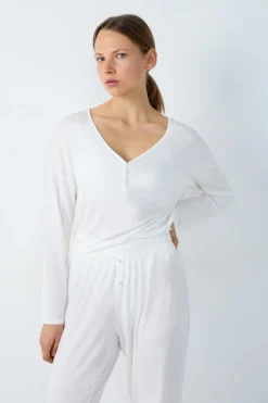 Best ETAM Camiseta de manga larga de pijama de modal CRUDO