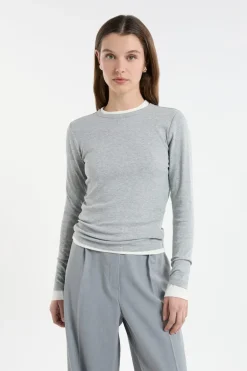 Hot ETAM Camiseta de manga larga de algodón GRIS