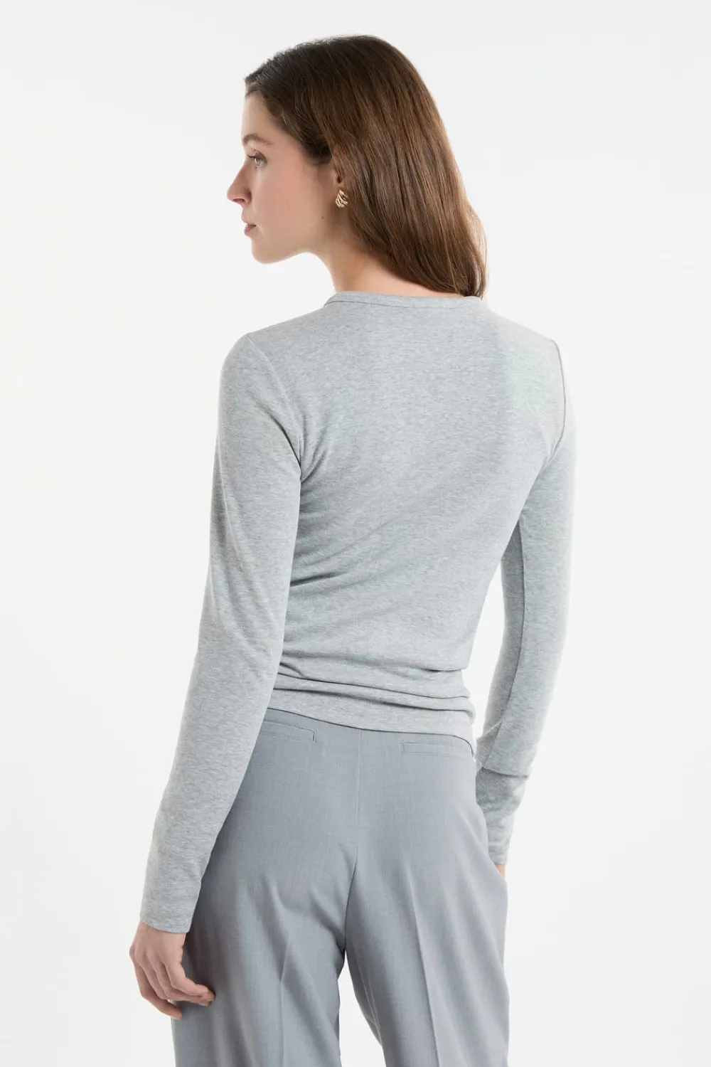 Hot ETAM Camiseta de manga larga de algodón GRIS