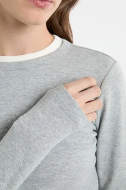Hot ETAM Camiseta de manga larga de algodón GRIS