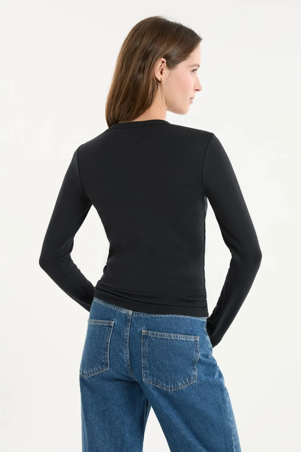 Hot ETAM Camiseta de manga larga de algodón NEGRO