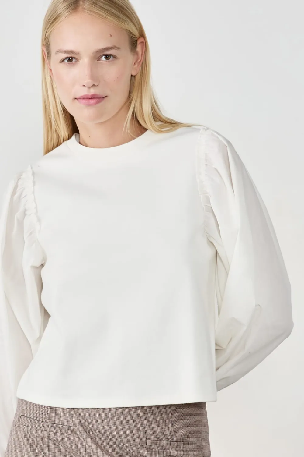 Hot ETAM Camiseta de manga larga y cuello redondo BLANCO