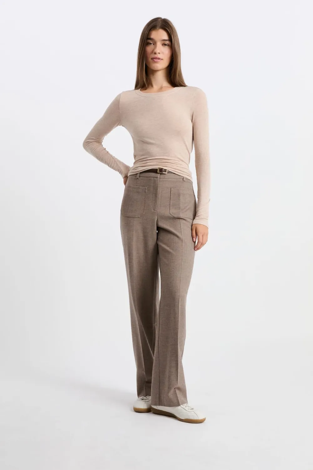 Online ETAM Camiseta de manga larga y cuello redondo BEIGE