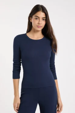 Sale ETAM Camiseta de pijama con cuello redondo y algodón AZUL REAL
