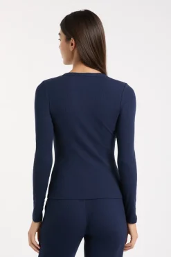 Sale ETAM Camiseta de pijama con cuello redondo y algodón AZUL REAL