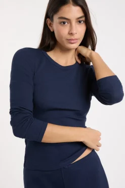Sale ETAM Camiseta de pijama con cuello redondo y algodón AZUL REAL