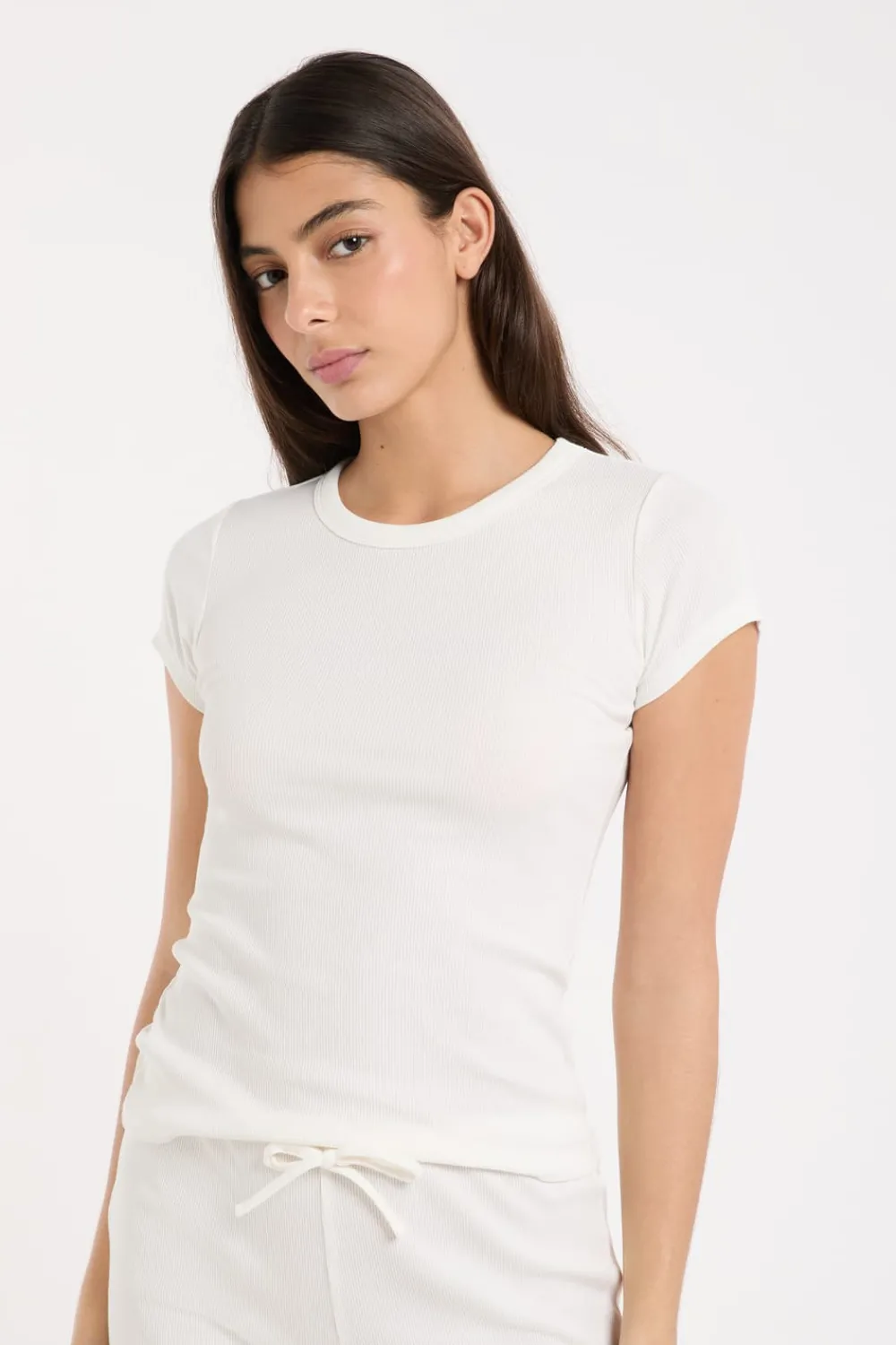 Sale ETAM Camiseta de pijama con cuello redondo y algodón BLANCO