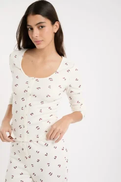 Discount ETAM Camiseta de pijama con estampado de cerezas lino