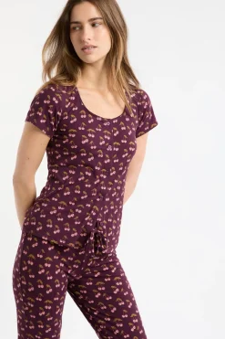 Online ETAM Camiseta de pijama con estampado de cerezas VIOLET