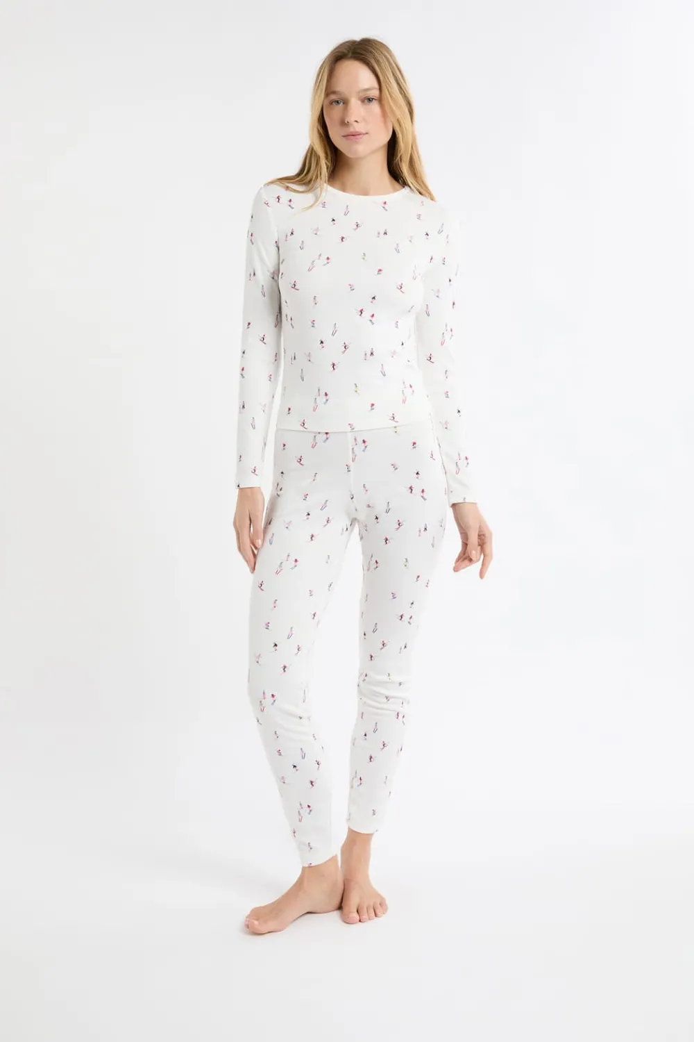 Clearance ETAM Camiseta de pijama con estampado de esquiadores crudo