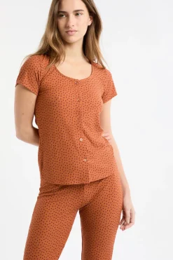 Online ETAM Camiseta de pijama con estampado de corazones MARRÓN