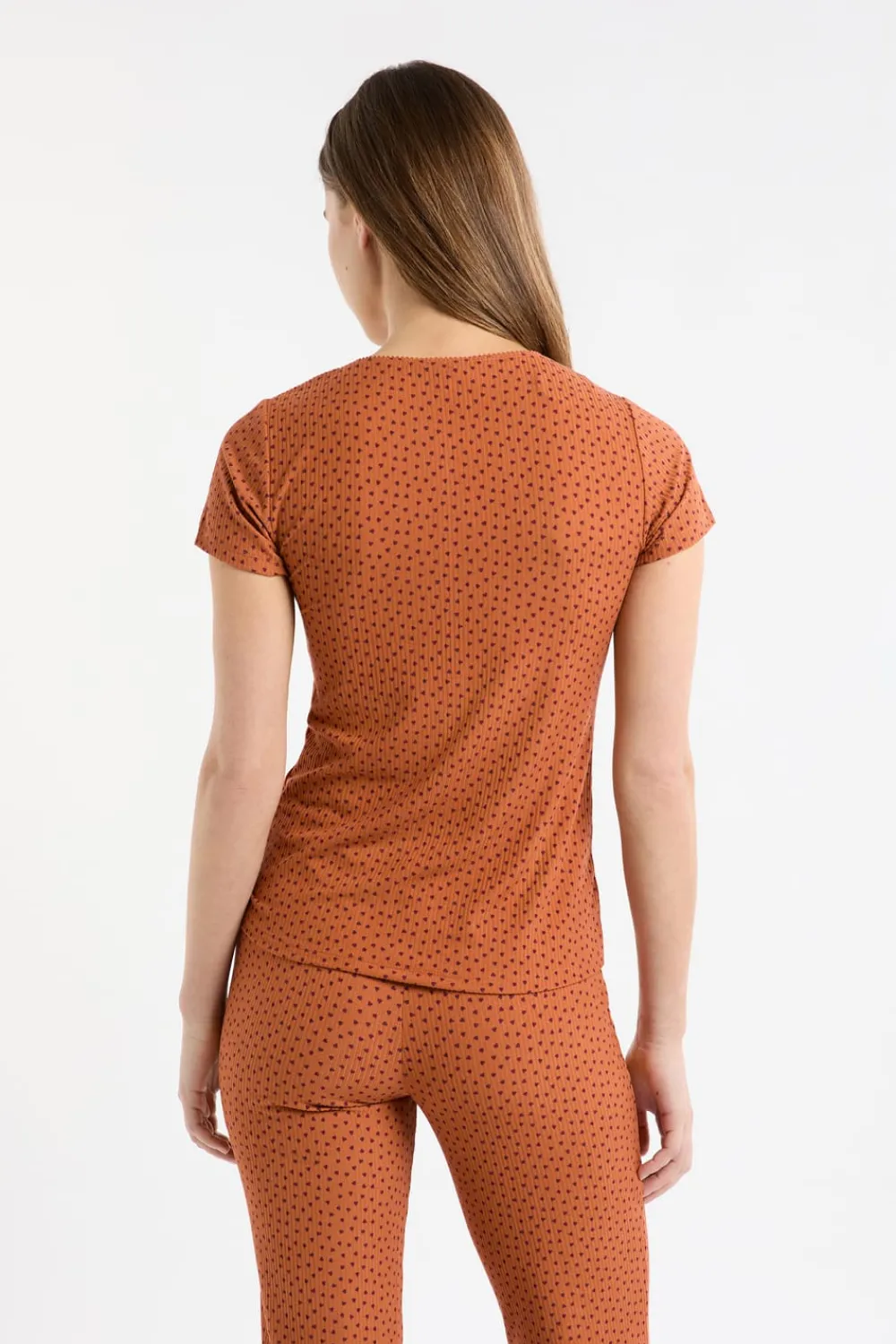 Online ETAM Camiseta de pijama con estampado de corazones MARRÓN