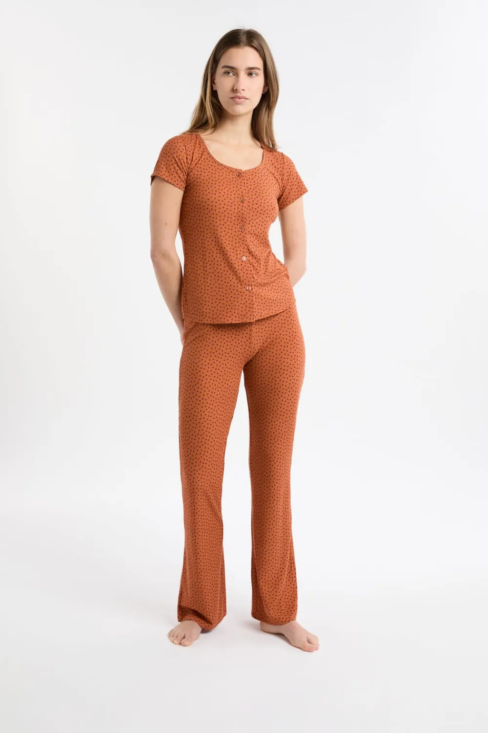Online ETAM Camiseta de pijama con estampado de corazones MARRÓN