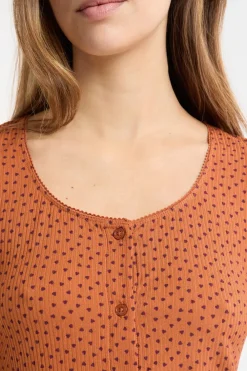 Online ETAM Camiseta de pijama con estampado de corazones MARRÓN