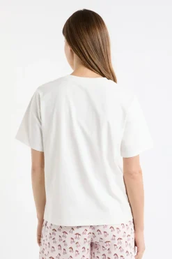 Clearance ETAM Camiseta de pijama de algodón estampada BLANCO