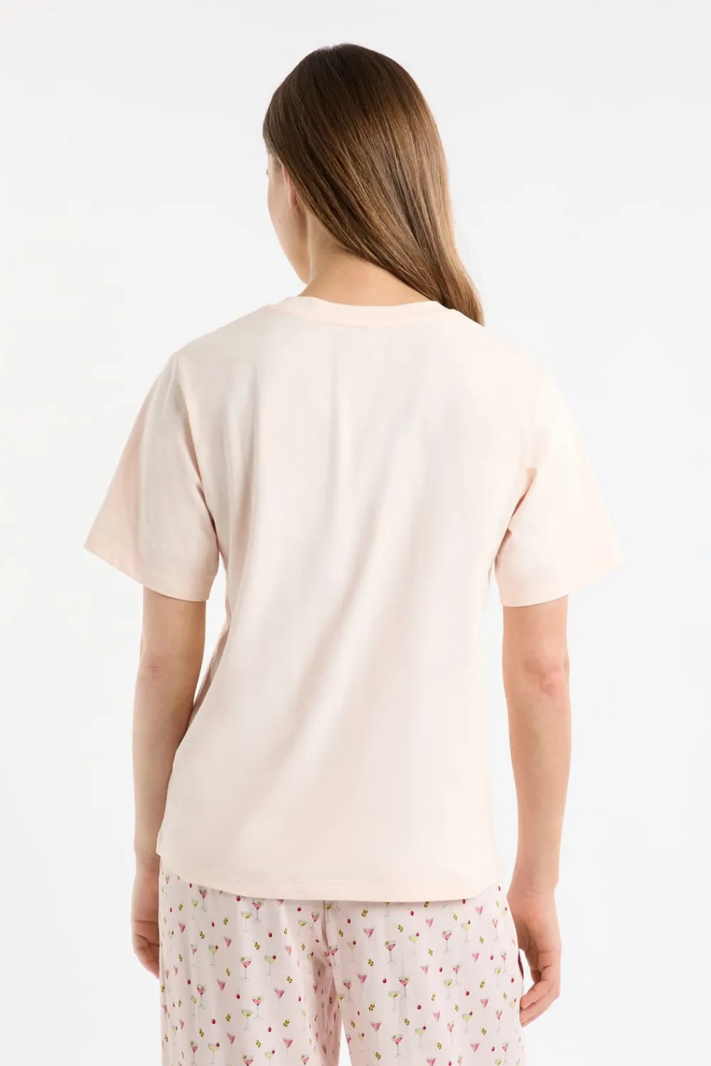 Hot ETAM Camiseta de pijama de algodón estampada ROSA
