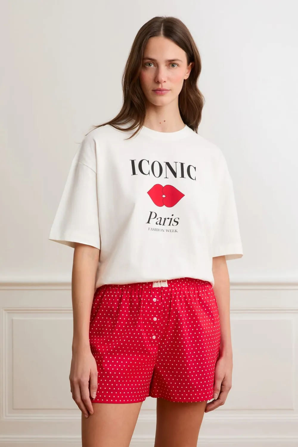 Discount ETAM Camiseta de pijama de algodón con ilustración «Paris» BLANCO