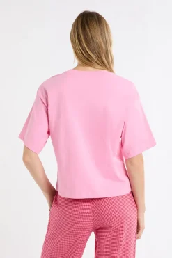 Discount ETAM Camiseta de pijama de algodón con estampado ROSA