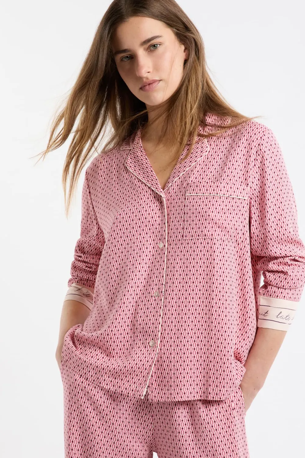 Sale ETAM Camiseta de pijama de manga larga estampada ROSA