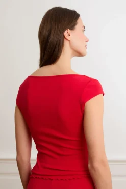 Online ETAM Camiseta de pijama de manga corta con algodón ROJO