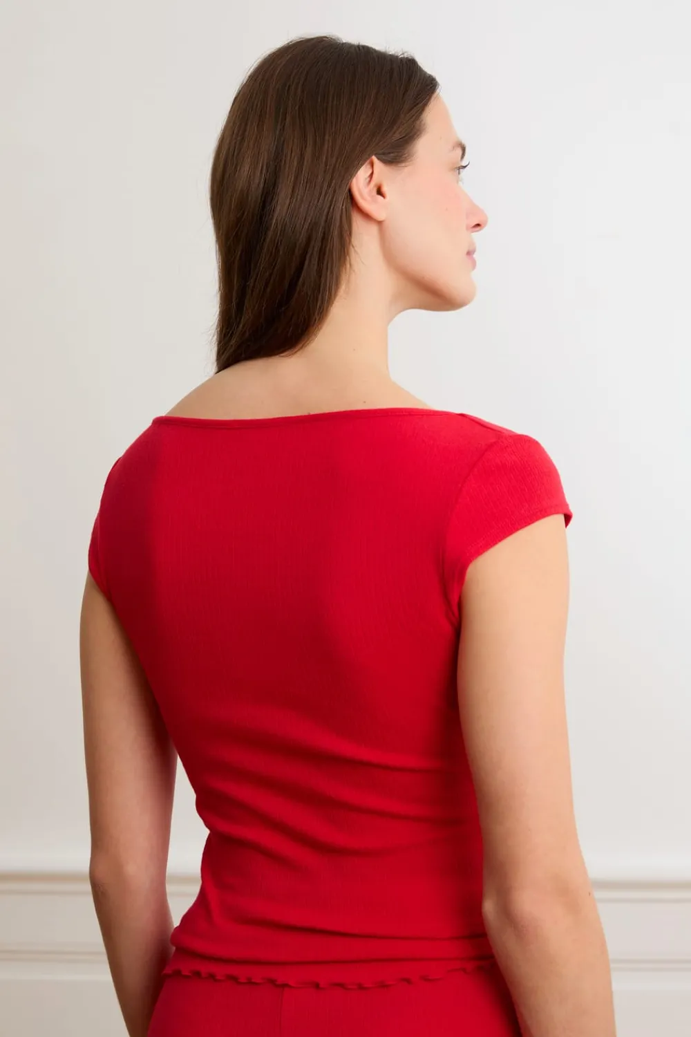 Online ETAM Camiseta de pijama de manga corta con algodón ROJO