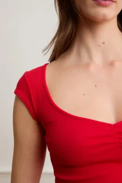 Online ETAM Camiseta de pijama de manga corta con algodón ROJO
