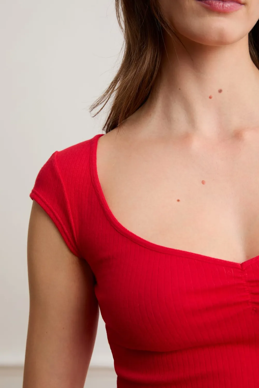 Online ETAM Camiseta de pijama de manga corta con algodón ROJO