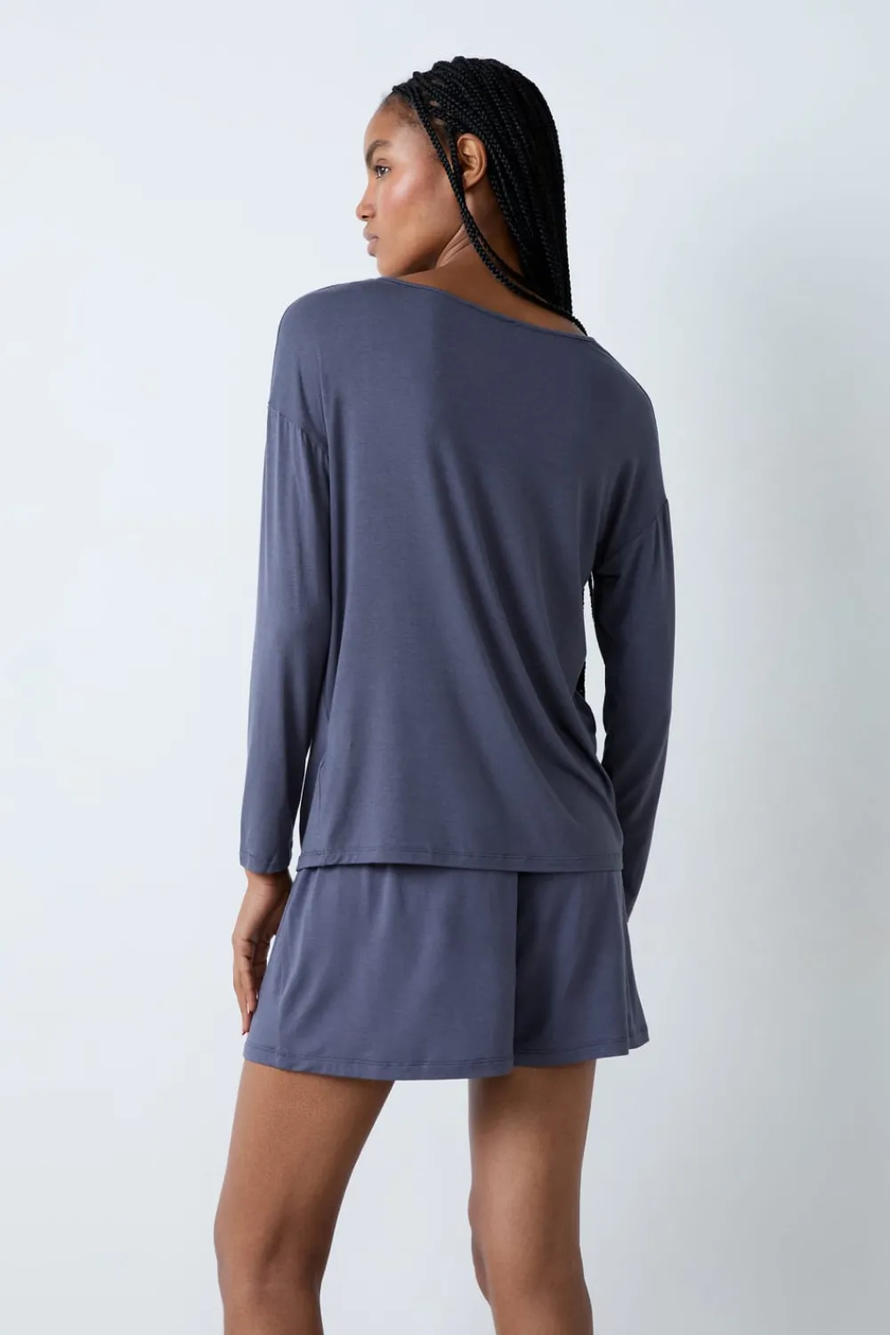 ETAM Camiseta de pijama de manga larga de modal GRIS