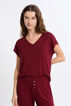 Clearance ETAM Camiseta de pijama de manga corta BURDEOS GRANATE