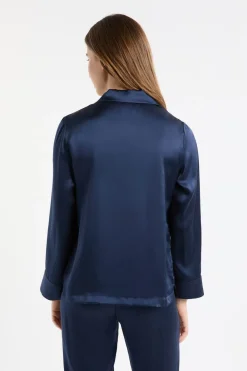 ETAM Camiseta de pijama de manga larga de seda TRANSPARENTE
