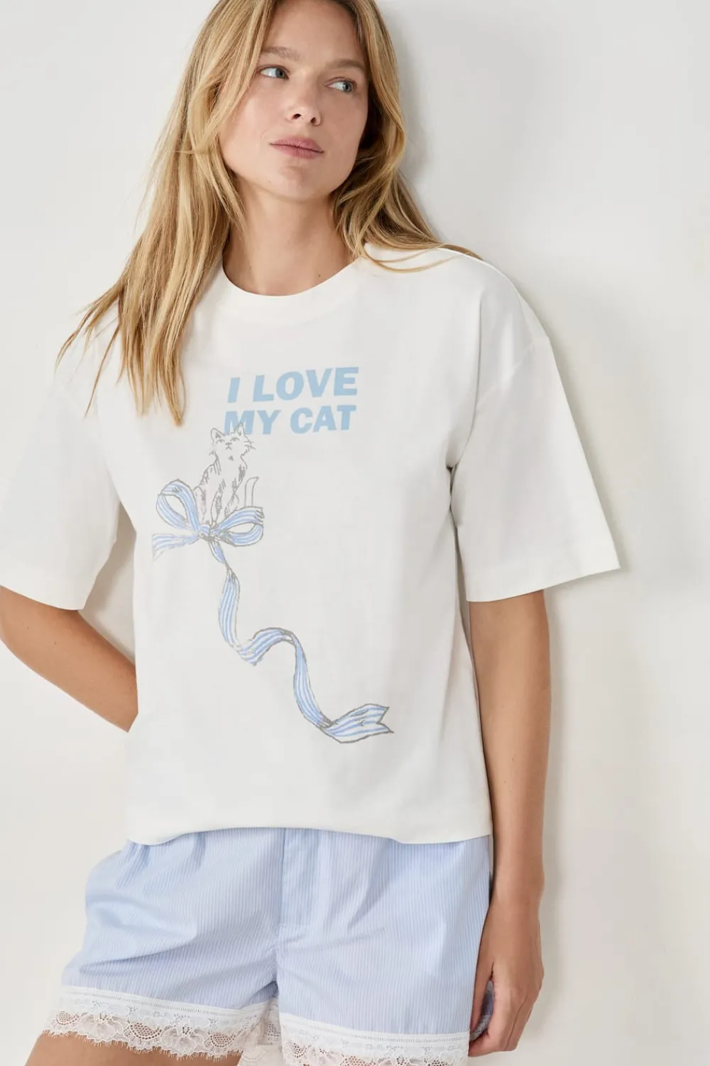 Online ETAM Camiseta de pijama estampada BLANCO