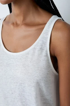 ETAM Camiseta de tirantes 100% lino CRUDO